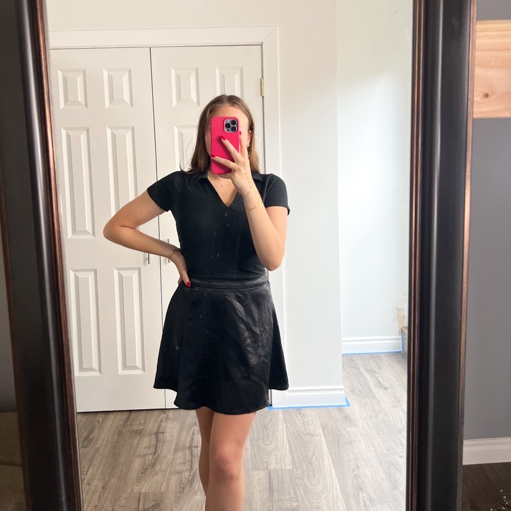Black satin skirt